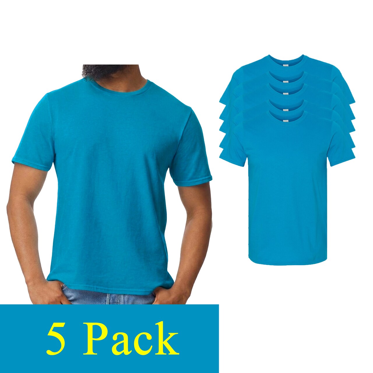 Gildan Softstyle Short Sleeve T-Shirt, Sapphire Color Men's Blank Tee for Custom Printing & Design